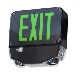 exterior black exit sign with bug eyes 