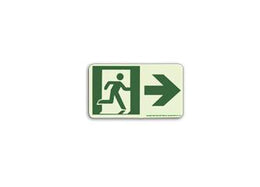 Directional Sign (Right) Green Letters on Photoluminescent Background Indicates direction of travel