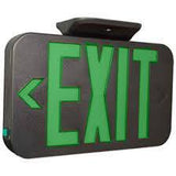 Round Black exit sign with green 6" letters and battery back up 