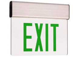 Clear Edge Lit Exit Sign Green LED Clear Panel 90 Minute Battery 