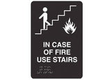 ADA Braille In Case of Fire Use Stairs Symbol