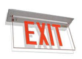 New York Ceiling Recessed Edge Lit Exit Sign with brushed trim plate 