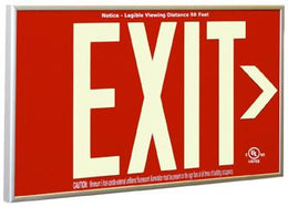 Photoluminescent Red Face Exit Sign - Non Electric - Battery Exit Sign - UL Listed