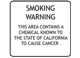 Smoking Warning California Prop 65 Sign 10" x 10" Styrene
