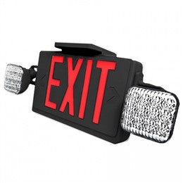 Black Combination Exit Sign with Emergency Lights 