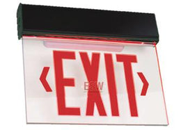  Black Housing Edge Lit Exit Sign Red LED with Battery