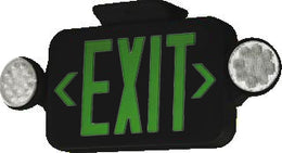 Black Exit Sign with Lights Green Letters 
