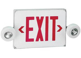 Wet Location Combination LED Exit Sign with MR 16 Emergency lights