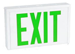 Steel Industrial Exit Sign Green LED White Housing with Battery Backup