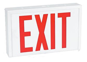 Steel Industrial Exit Sign Red LED White Housing with Battery