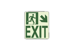 Wall Mounted Exit Sign (Down and Right)