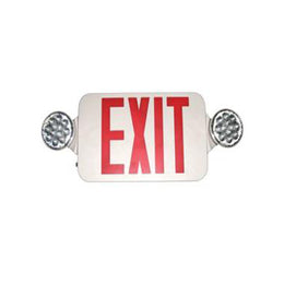 Compact Combination All LED Exit Sign RED With Emergency Lights - Case of 6