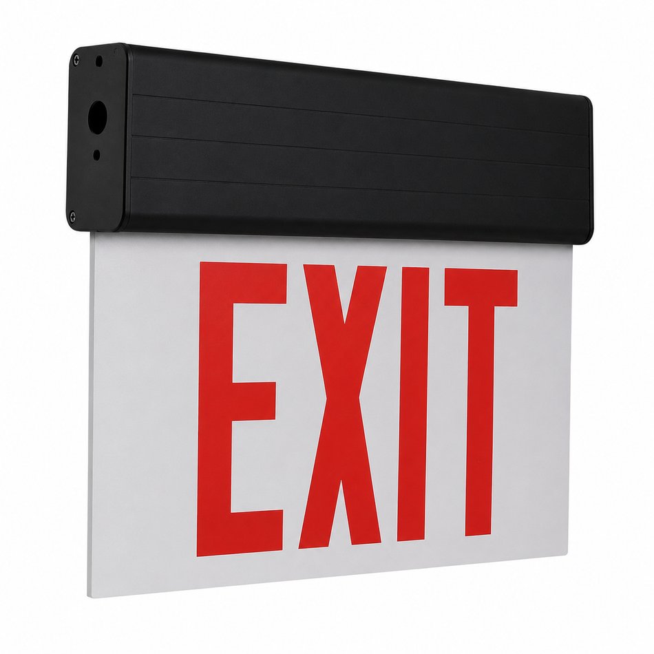 Exit Sign Clear panel and black housing with battery 