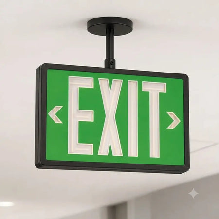 Tritium Self Luminous Exit Sign Green Face Black Housing