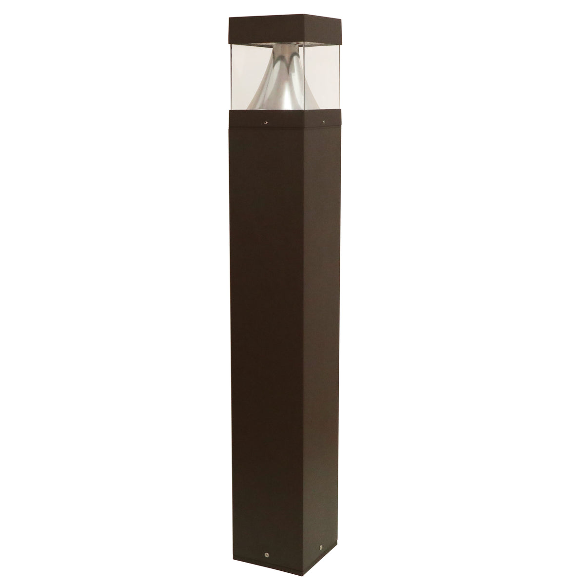 Square LED bollard light for commercial exterior and pathway lighting applications
