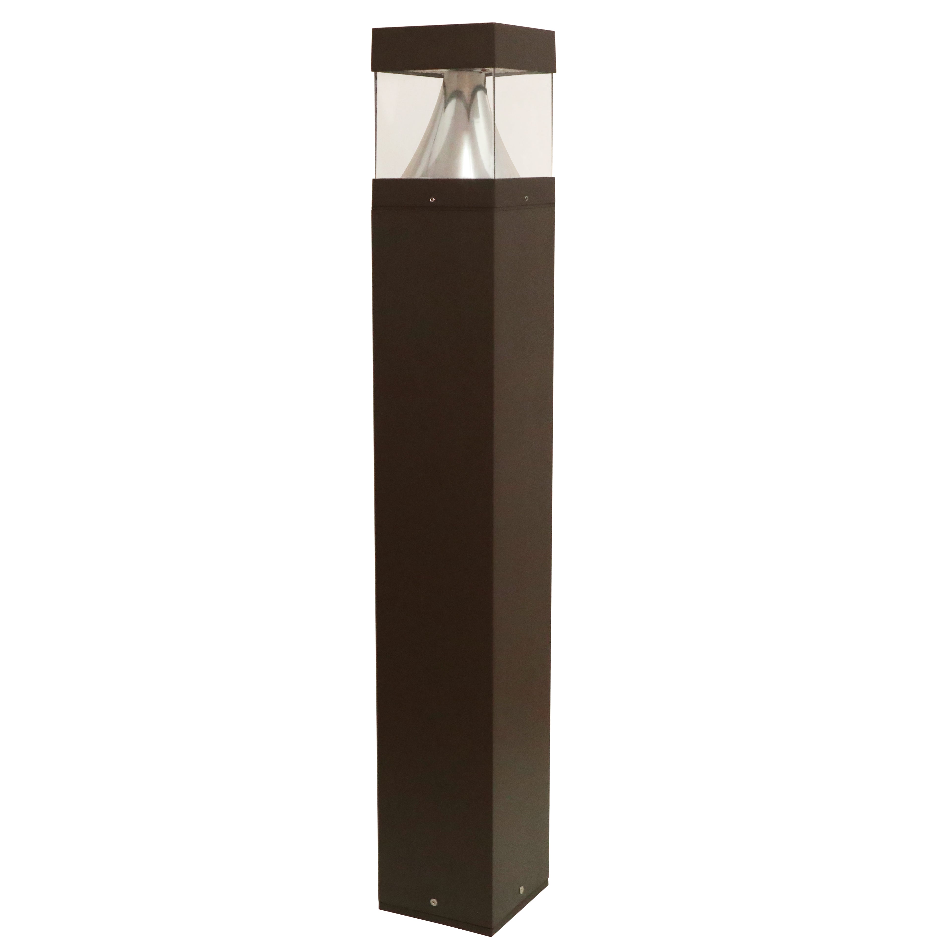 Square LED bollard light for commercial exterior and pathway lighting applications
