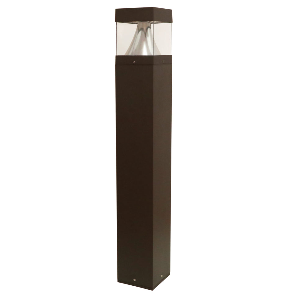 Square LED bollard light for commercial exterior and pathway lighting applications
