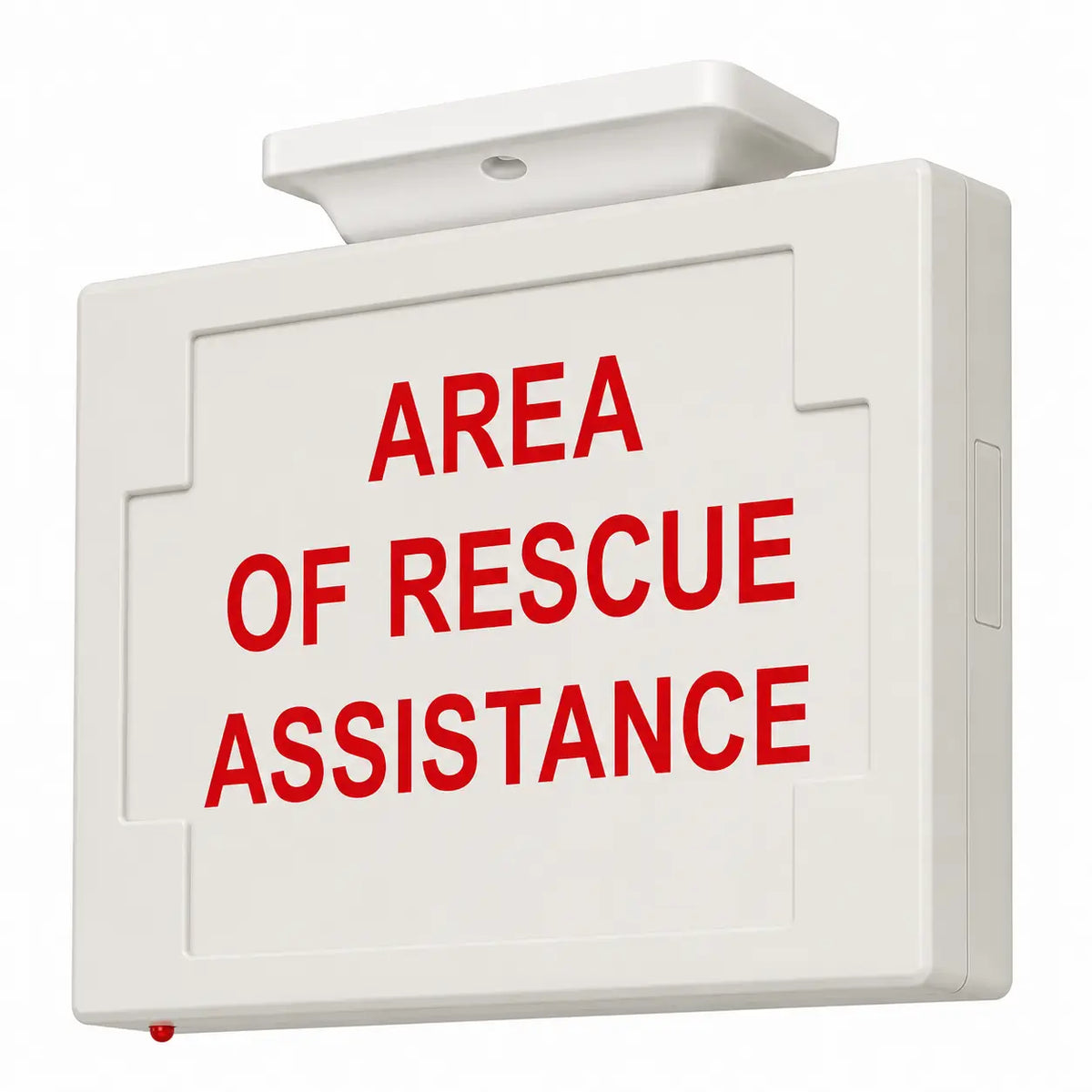 AREA OF RESCUE ASSISTANCE SIGN - LED - UNIVERSAL MOUNT - BATTERY, ceiling mounting