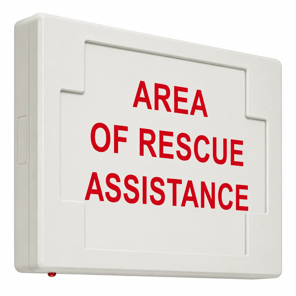 AREA OF RESCUE ASSISTANCE SIGN - LED - UNIVERSAL MOUNT - BATTERY, side view