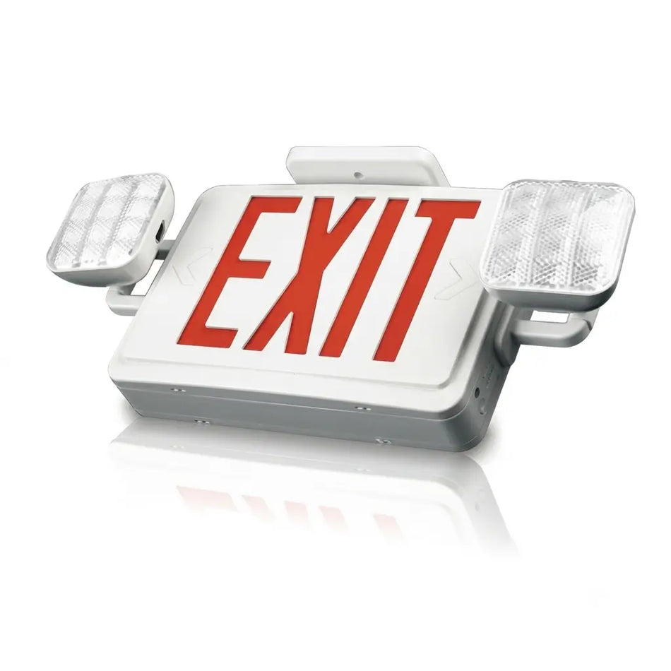 Assembled in USA Combo Exit Sign- With Light - Battery Back-Up