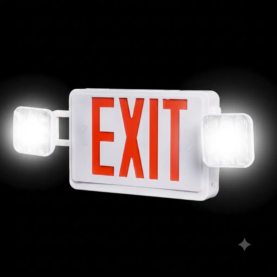 Assembled in USA Combo Exit Sign- With Light - Battery Back-Up