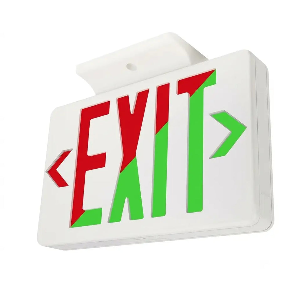 Assembled in the USA - Exit Sign - Switchable - RED or Green LED - Battery - 5yr Warranty - UL Listed