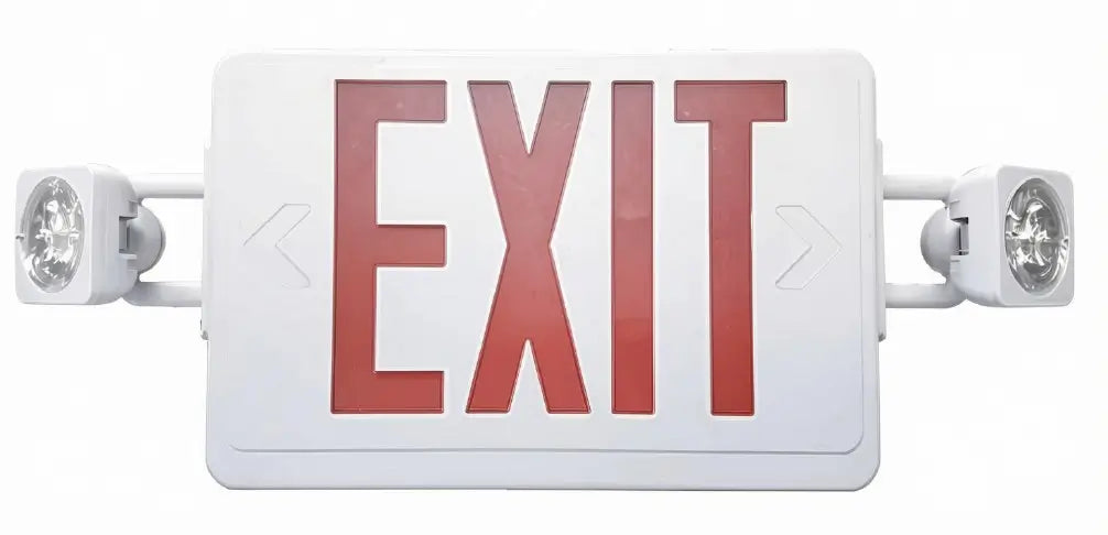 Assembled in USA High Wattage Combo Exit Sign with Emergency Lights 1.5 Watts