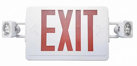 Assembled in USA High Wattage Combo Exit Sign with Emergency Lights 1.5 Watts