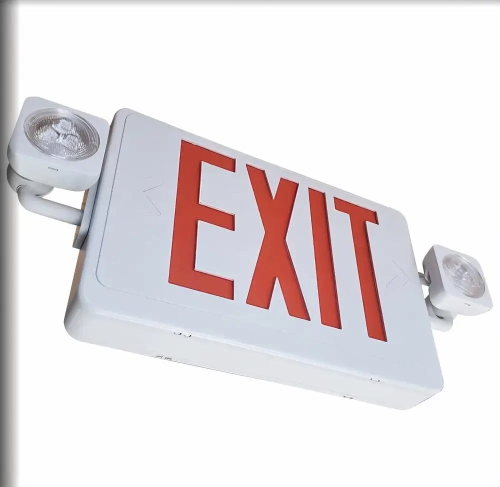 Assembled in USA High Wattage Combo Exit Sign with Emergency Lights 1.5 Watts