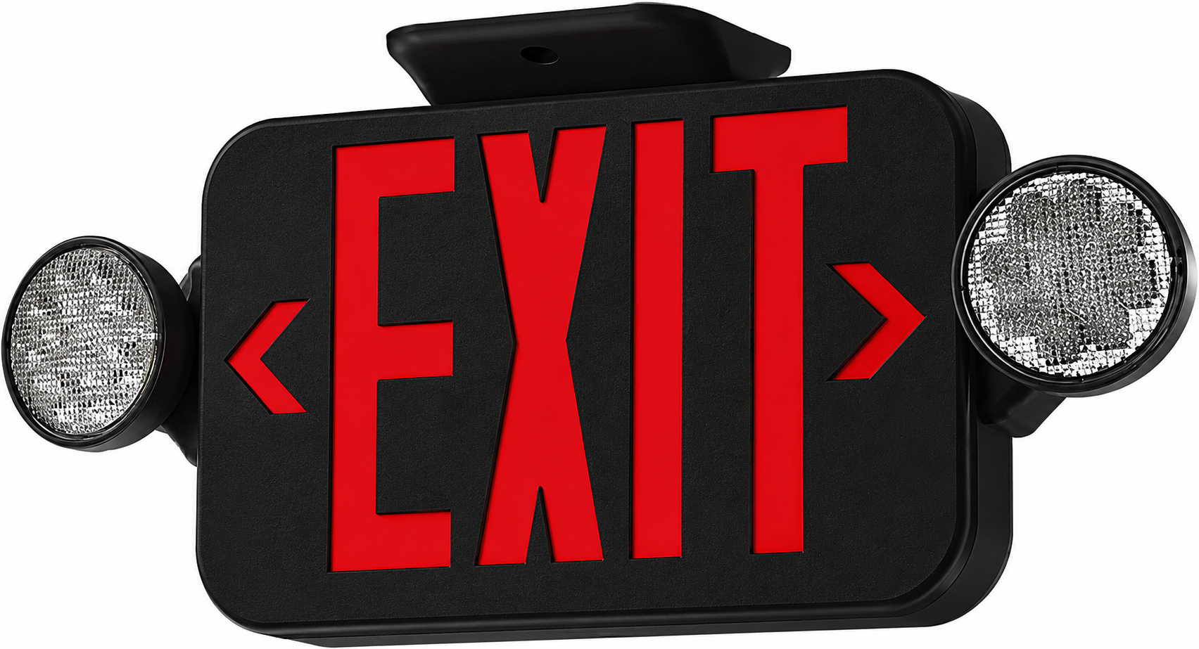 Black combination exit signs with LED Rounds lights and mounting Bracket 