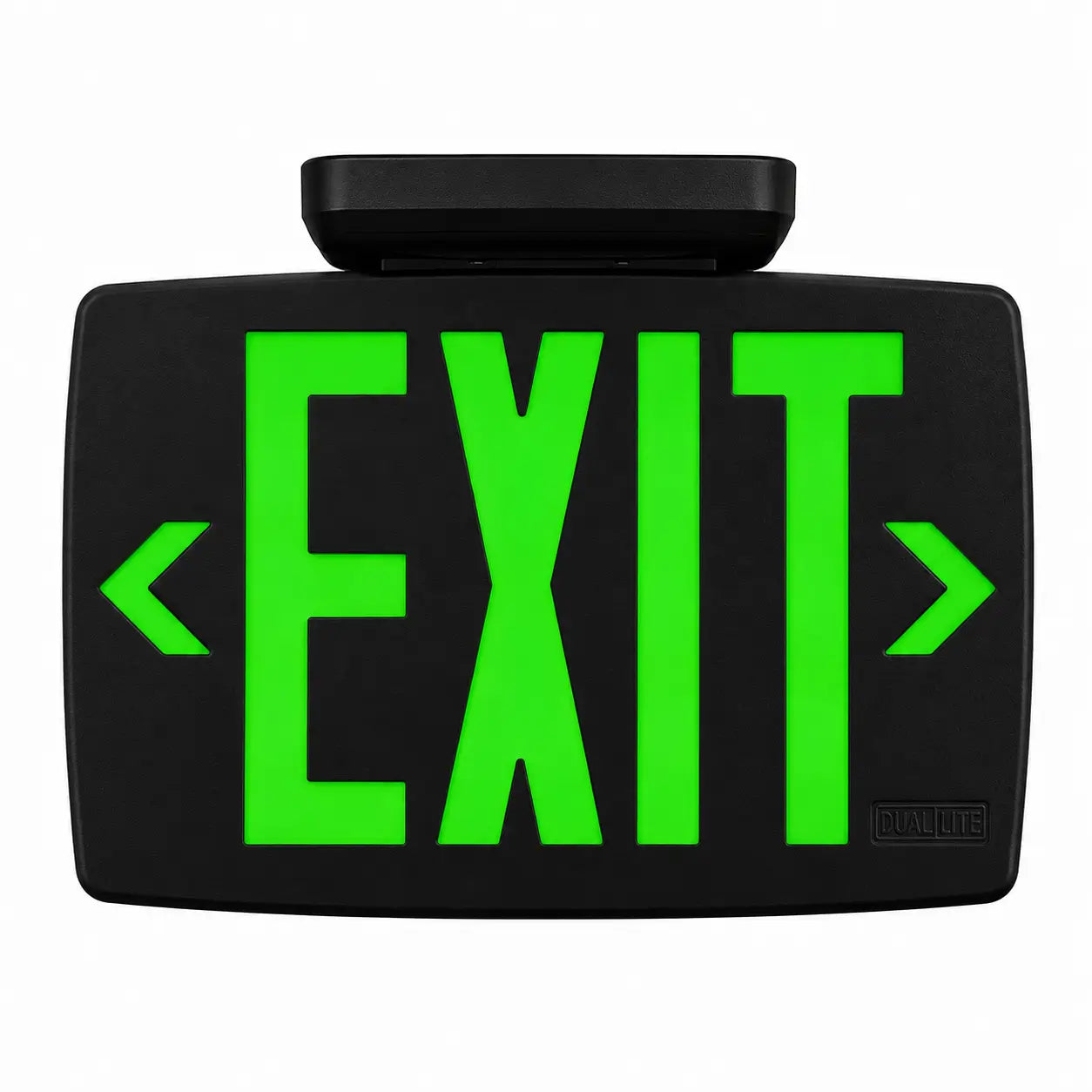 Black Exit Sign Green LED Black Housing with Battery Back-up, ceiling mounting