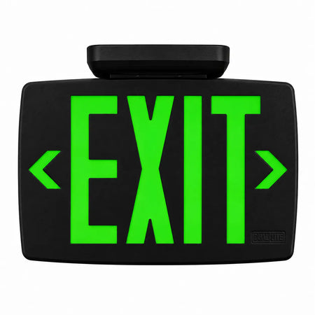 Black Exit Sign Green LED Black Housing with Battery Back-up, ceiling mounting