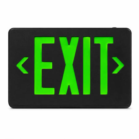 Black Exit Sign Green LED Black Housing with Battery Back-up