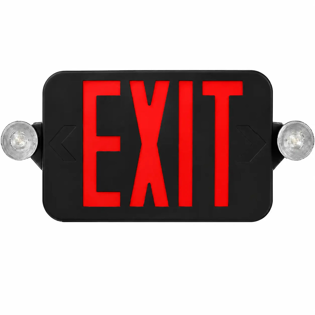 Black Exit Sign RED LED - Round Emergency Lights - 5 Yr Warranty, front view