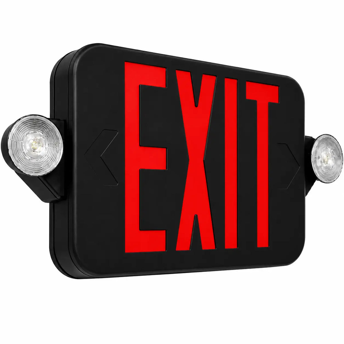 Black Exit Sign RED LED - Round Emergency Lights - 5 Yr Warranty, side view