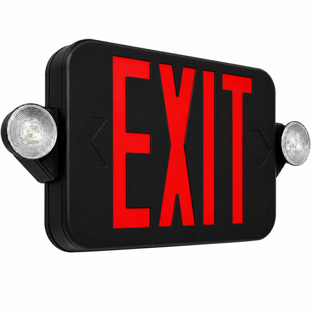 Black Exit Sign RED LED - Round Emergency Lights - 5 Yr Warranty, side view