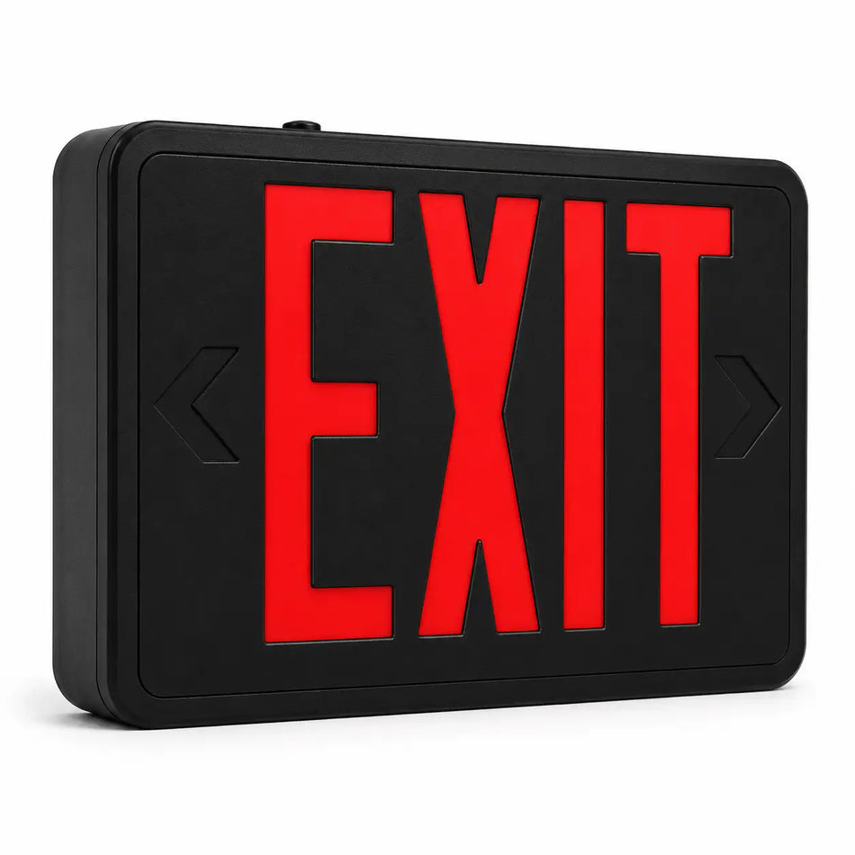 Black Exit Sign RED Letters  with Battery - UL Listed 5yr Warranty
