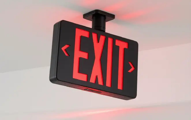 Black Exit Sign RED Letters  with Battery - UL Listed 5yr Warranty
