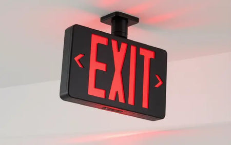 Black Exit Sign RED Letters  with Battery - UL Listed 5yr Warranty