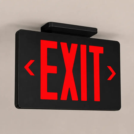 Black Exit Sign RED Letters  with Battery - UL Listed 5yr Warranty