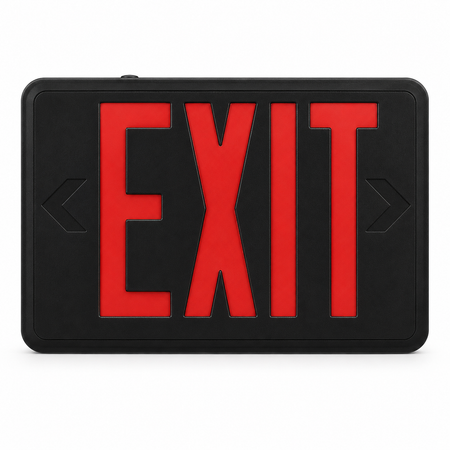 Black Exit Sign RED Letters  with Battery - UL Listed 5yr Warranty
