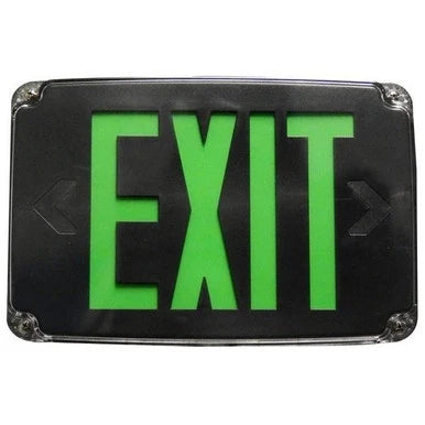 Green Black outdoor rated exit sign