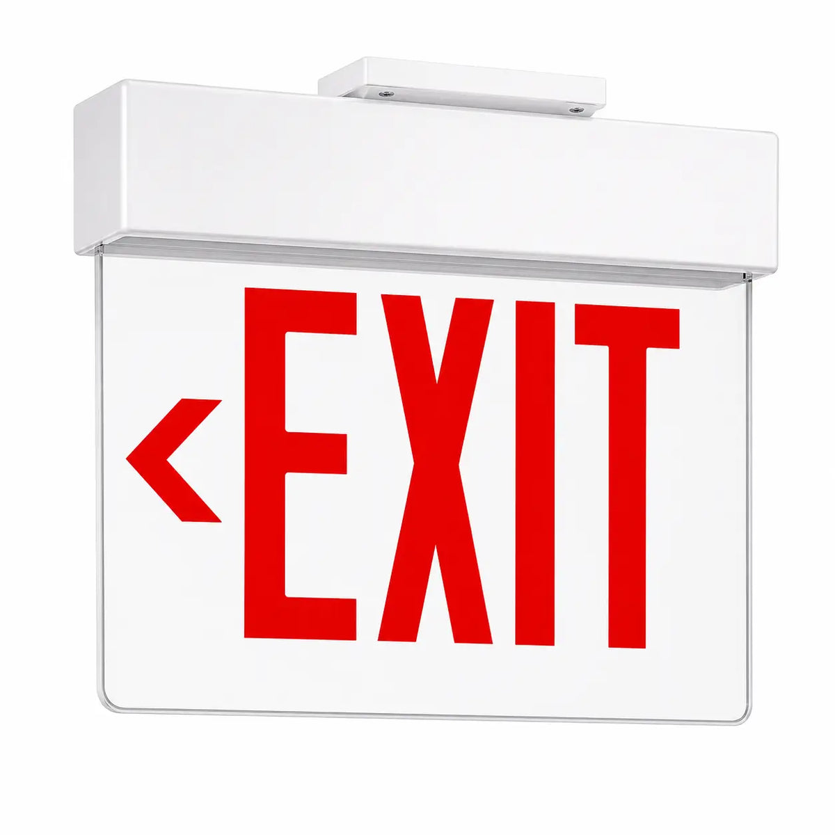 Chicago Approved Edge Lit Exit Sign - Battery - Universal Surface Mount, left arrow