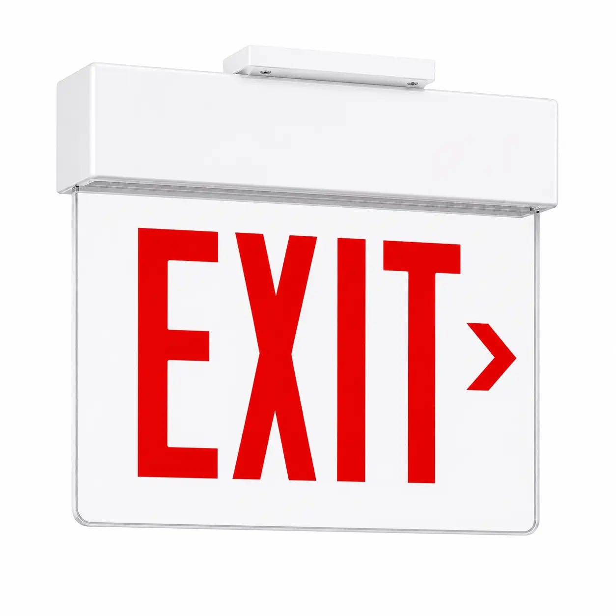 Chicago Approved Edge Lit Exit Sign - Battery - Universal Surface Mount, right arrow