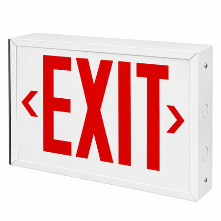 Chicago Code Steel Exit or Stair Sign - Glass Panel - Universal Mount -5 Yr Warranty, both arrows