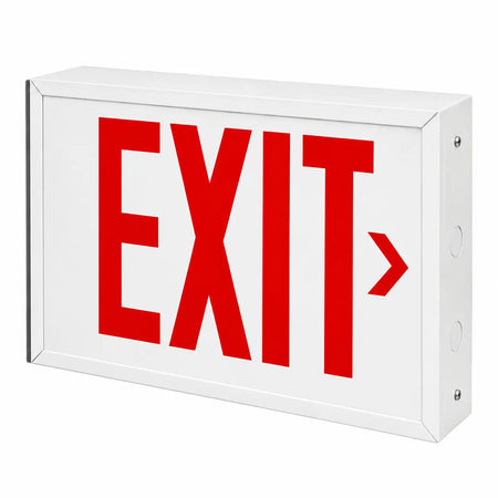 Chicago Code Steel Exit or Stair Sign - Glass Panel - Universal Mount -5 Yr Warranty, right arrow