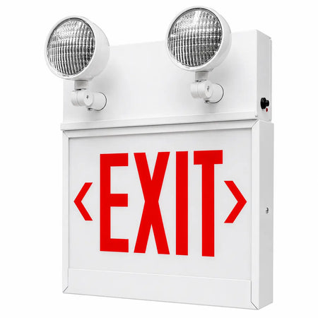 Chicago Code Steel LED Exit and Emergency Lights - 5 Yr Warranty, both arrows