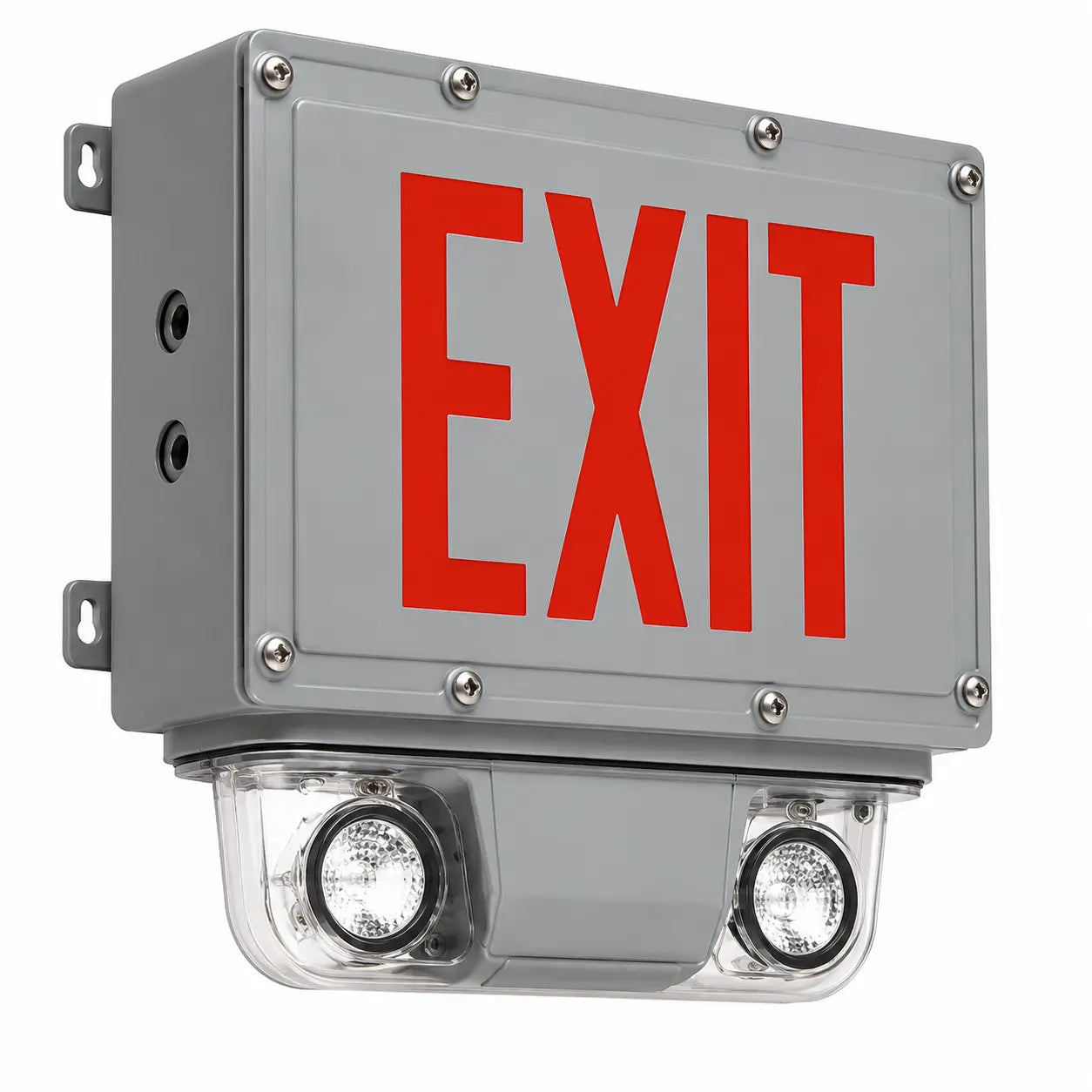 Class 1 Div 2 Hazardous Location Combo Exit Sign - Explosion Proof, left angle view