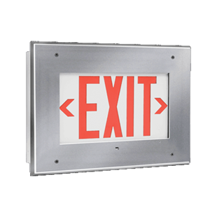 Clean Room Exit Signs- Recessed Wall Mount - Battery