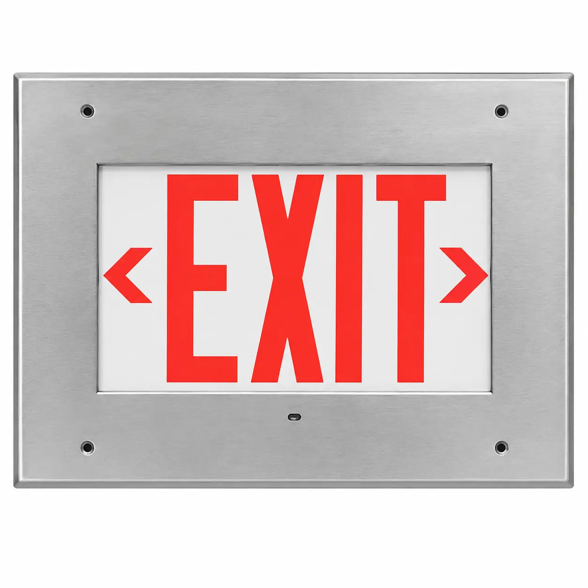 Clean Room Exit Signs- Recessed Wall Mount - Battery, front view